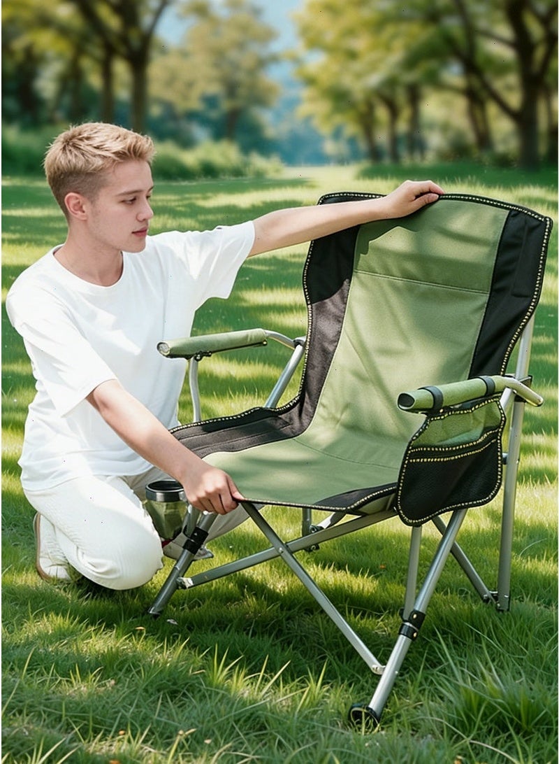 mierting Folding Camping Chair Outdoor Highback Camping Chair with 180KG Capacity Steel Frame, Portable & Heavy Duty with Cup Holder and Carry Bag, Lawn Chair for Picnic, Beach, Travel - Image 5